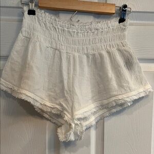 Altar'd State White Smocked High-Rise Beach Coverup Shorts